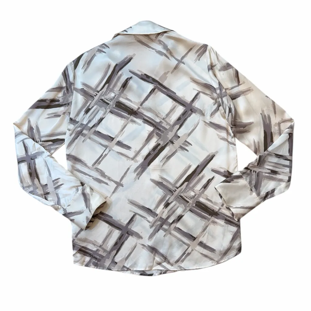 Reformation  Silk Abstract Pattern Button-Up Shirt - Image 2