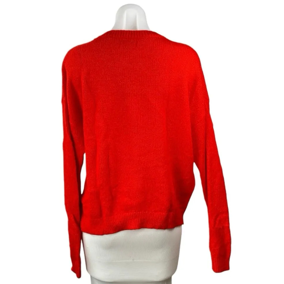 Calvin Klein Jeans Women's Red CK Logo Long Sleeve Crewneck Sweater Top Size S - Image 3