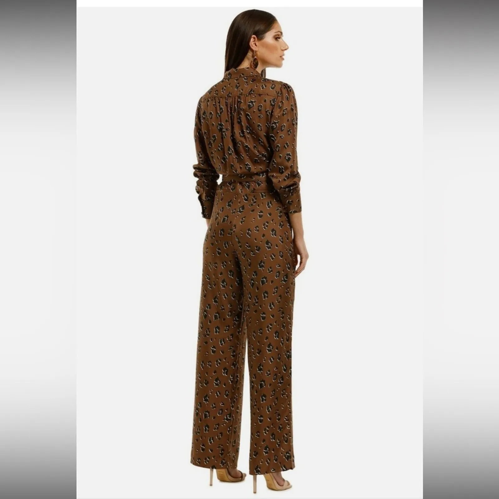 Blogger fav NICHOLAS animal print jumpsuit Brown Size 6 - Image 5