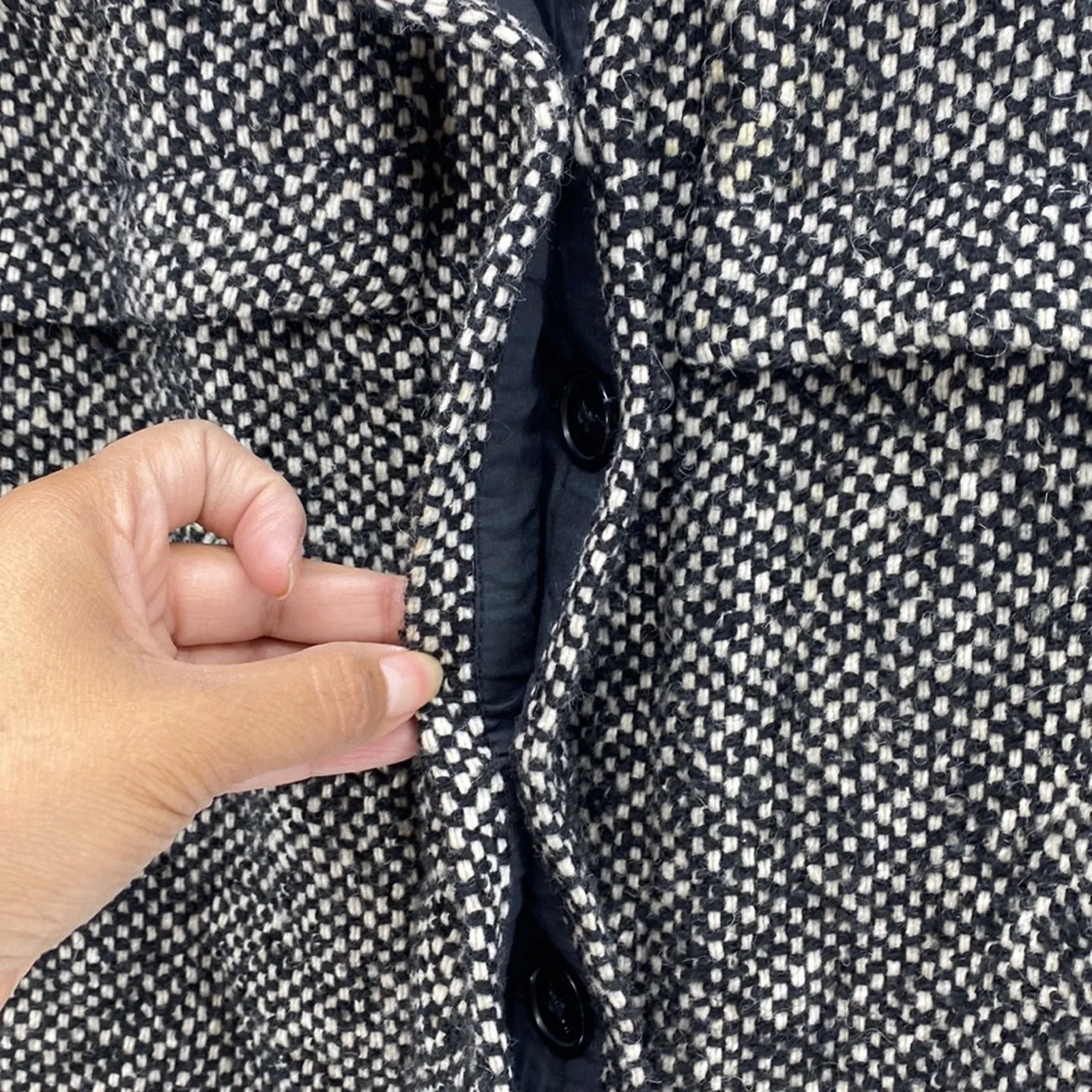 Zara Basic Tweed Full Zip Jacket Black White Marled Chic Office wear size M - Image 6