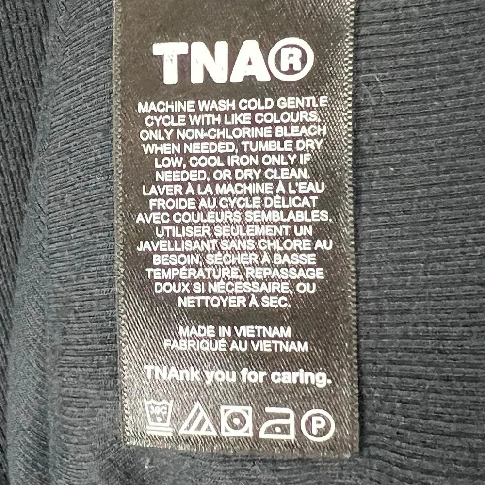 Aritzia Tna Mini Dress XL Black Micro Rib Knit Bodycon Soft Modal Blend Casual - Image 11