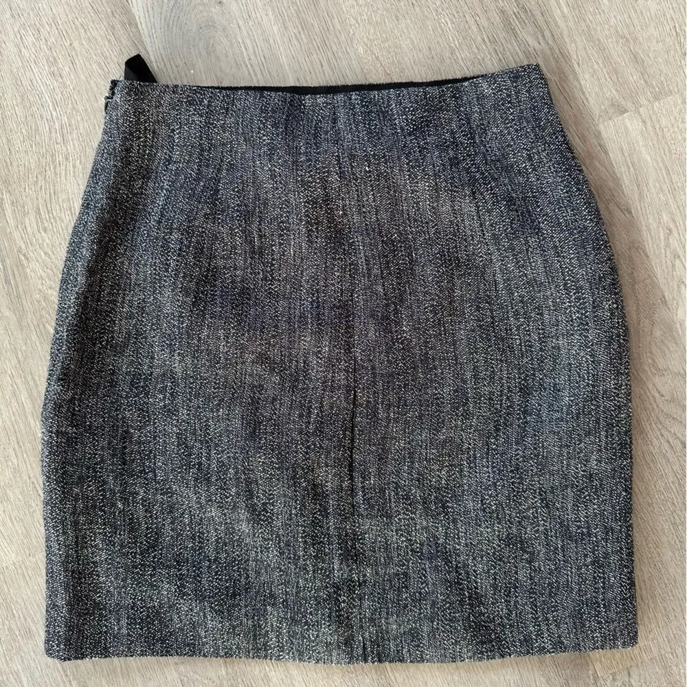 Theory Tweed Mini Skirt Lined Linen Blend Gray Women’s Size 0 Dark Academia - Image 3