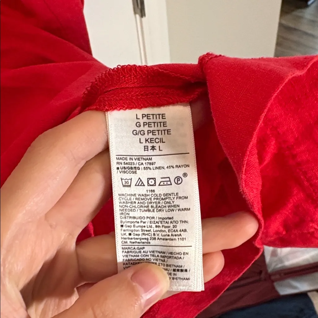 GAP Linen Blend Red Mini Dress for Women Slipper Red Large Petite - Image 4