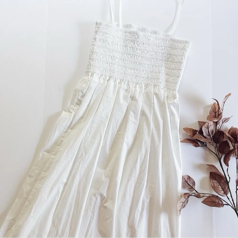 Theory City Smocked Stretch Poplin Midi Sundress MEDIUM - Image 7