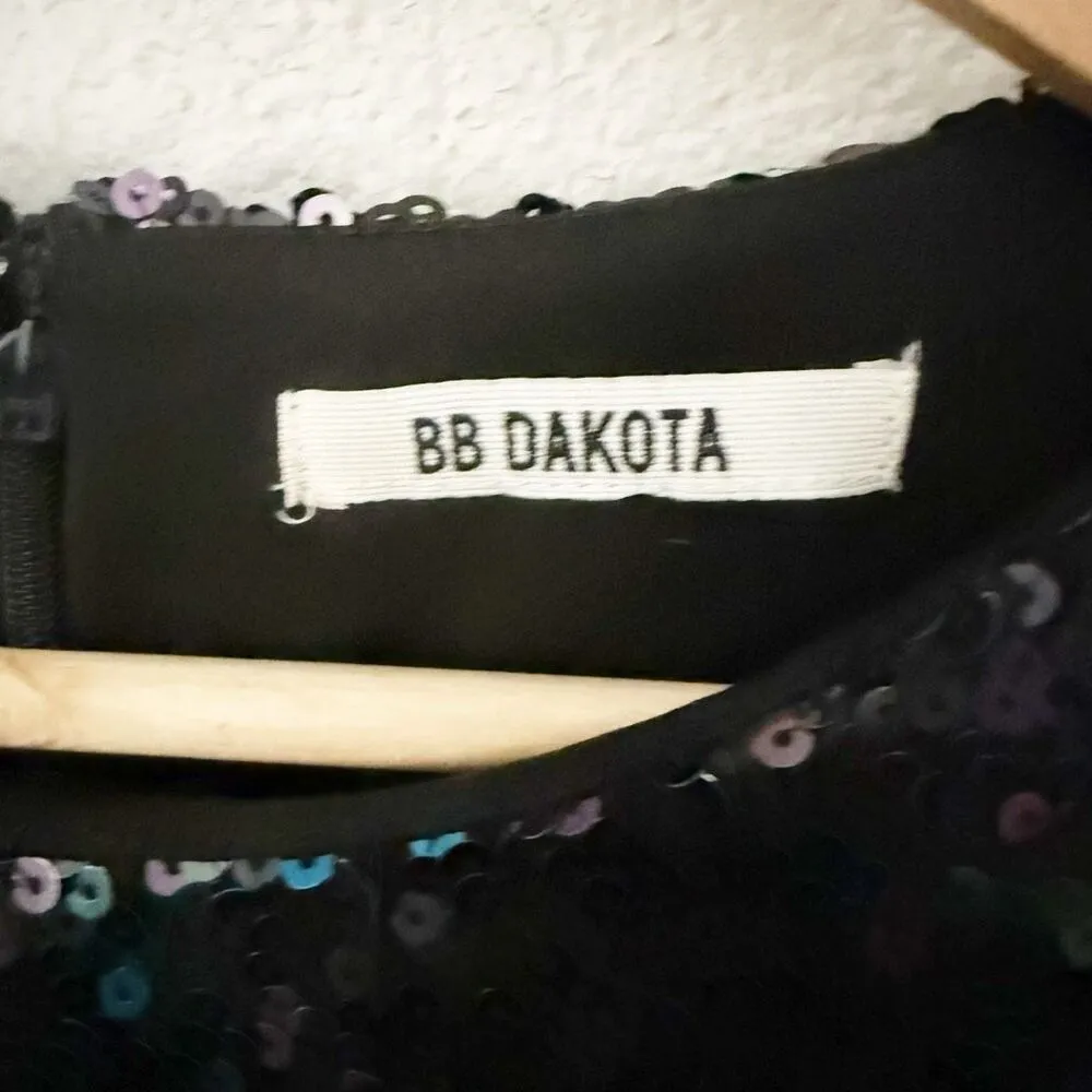 BB DAKOTA | Neva Black Purple Multi Sequin Mini Dress 3/4 Sleeve | Size Small - Image 5