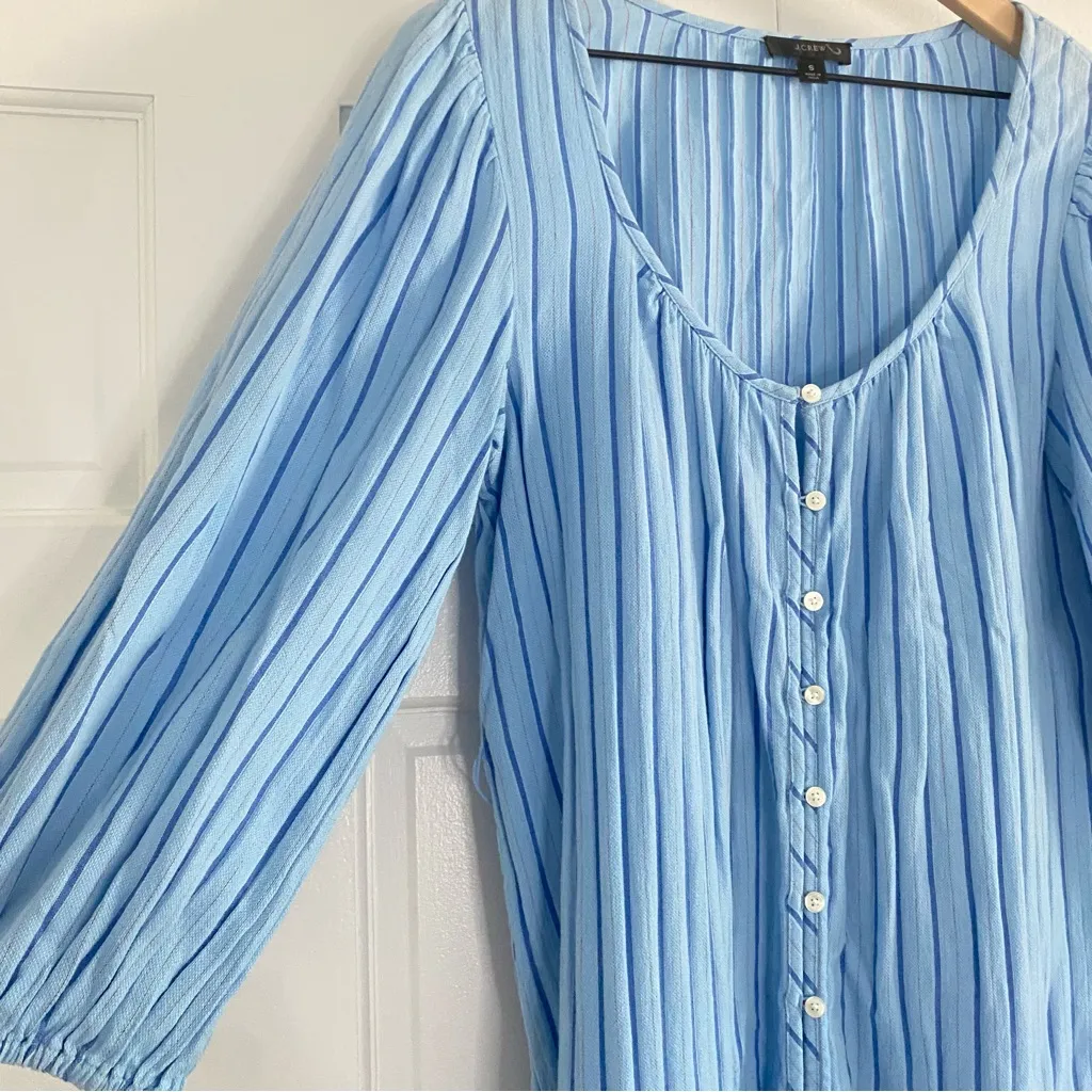 J. Crew Sky Blue stripped Button-Down Dress with belt - Image 2