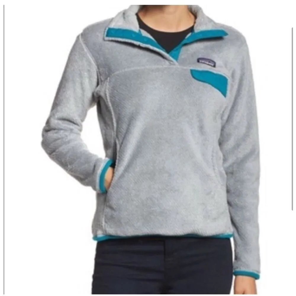 Patagonia  Re-Tool Snap T Fleece Pullover Gray Teal Quarter Snap Kangaroo Pocket - Image 13