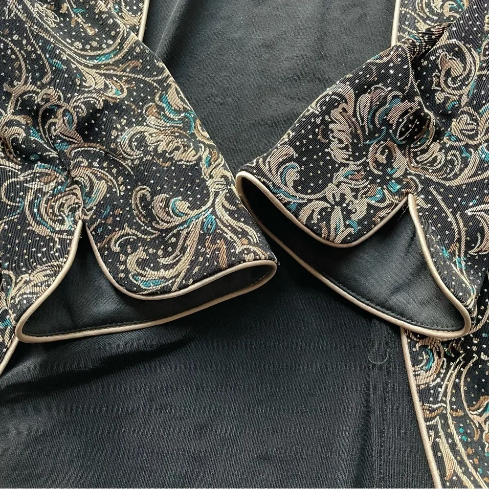 Alex Evenings formal Jacket Open front Black floral Size XL Metallic stretch - Image 6