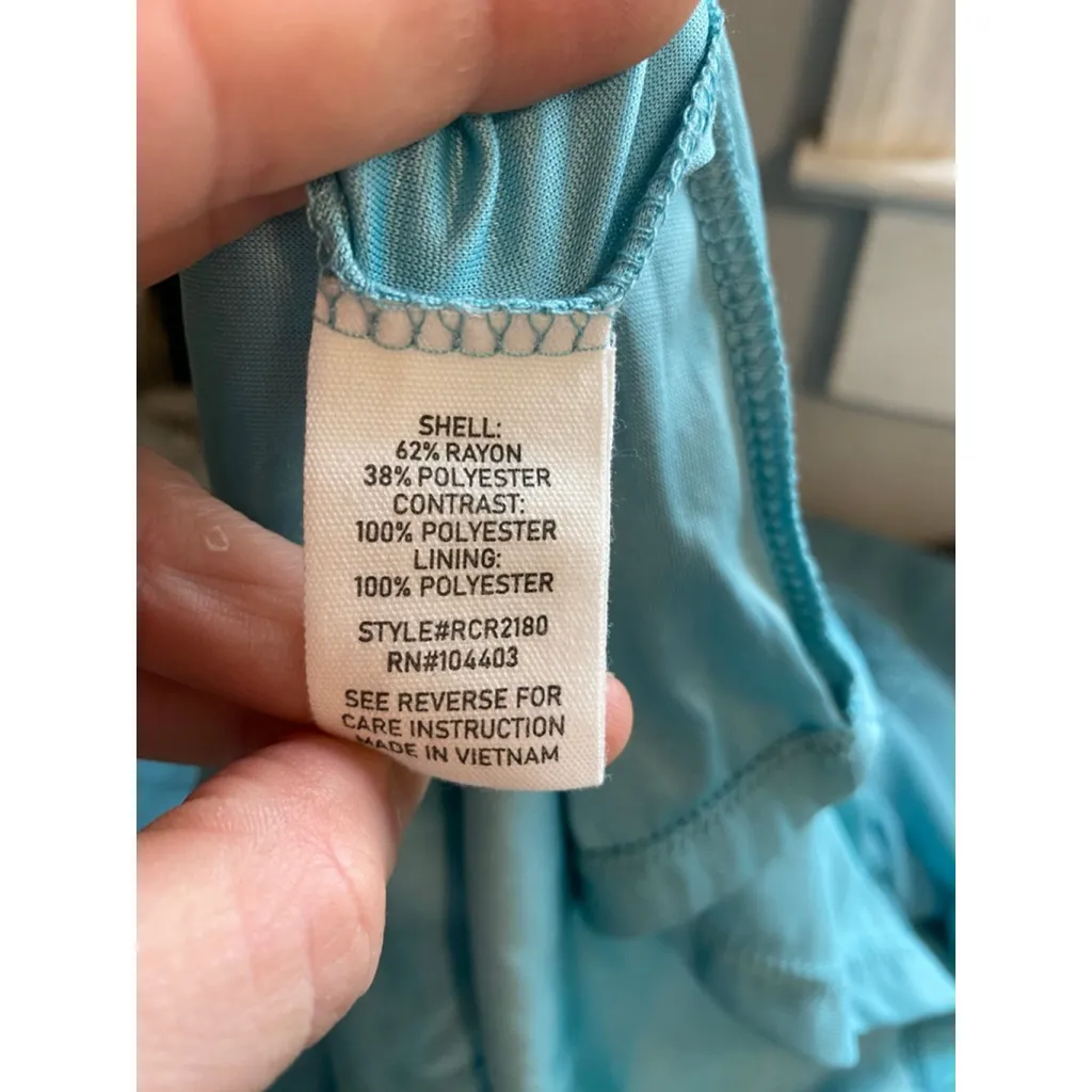 August Sky Smocked Maxi Dress Blue Ruffle Sleeve L Cottagecore Quiet Luxury Size L - Image 9