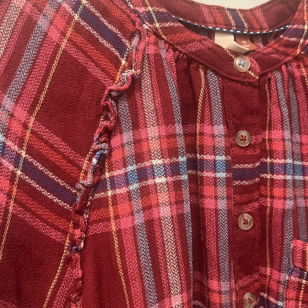 Pilcro Anthropologie‎ Size XS Plaid Wool Blend Top Blouse Flannel Shirt Button - Image 2