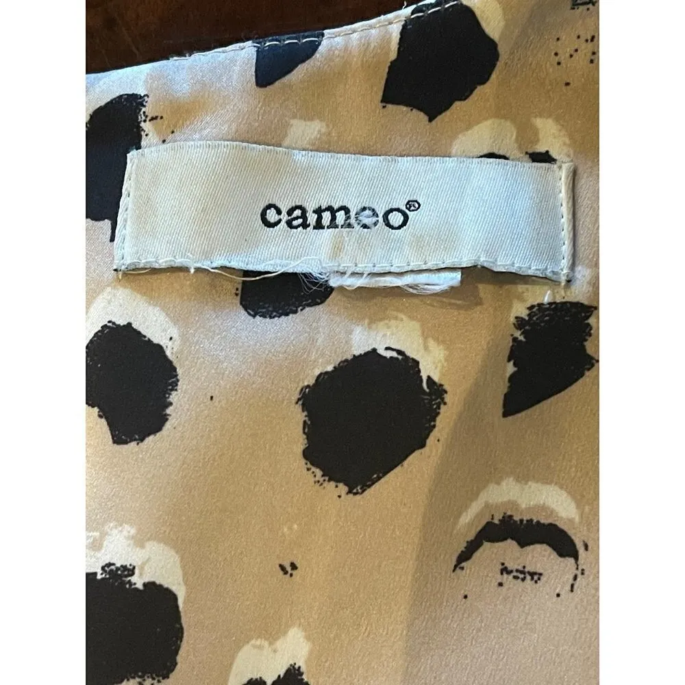 Cameo Tan Black and White Leopard Print V‎ Neck Sleeveless Mini Dress Size S - Image 15