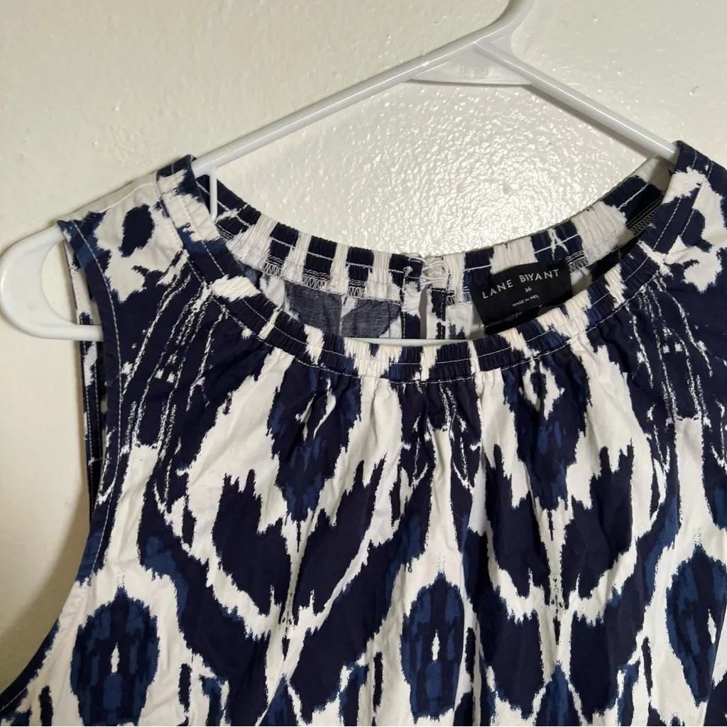 Lane Bryant Elastic-Neck Tie-Waist Midi Dress White Navy 16 - Image 8