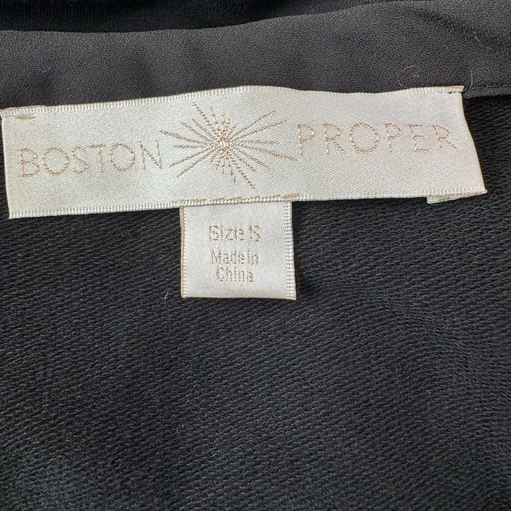 Boston Proper Black Floral Embroidered Mesh Bomber Jacket size Small - Image 5