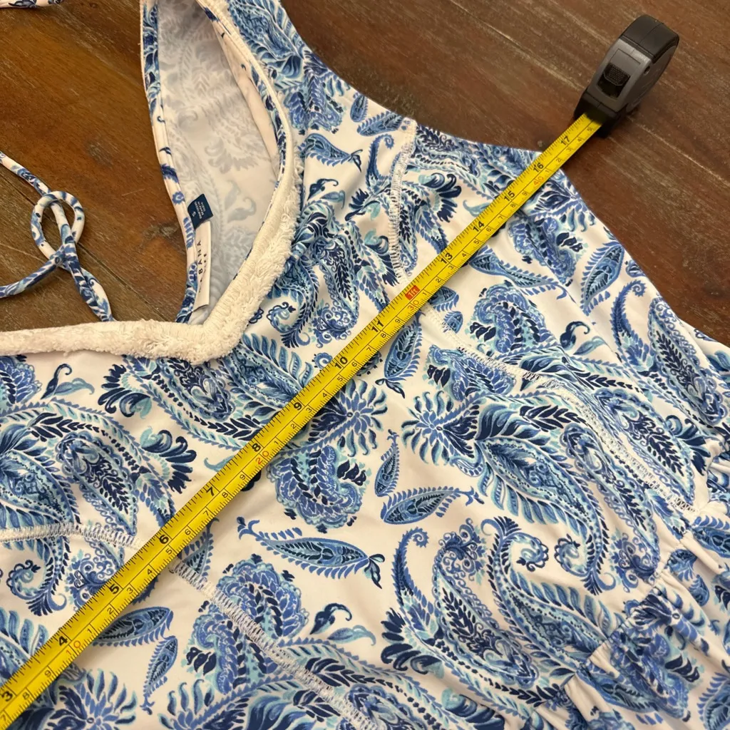 Cabana Life Maxi Dress Small Blue White Paisley Tiered Sundress - Image 7