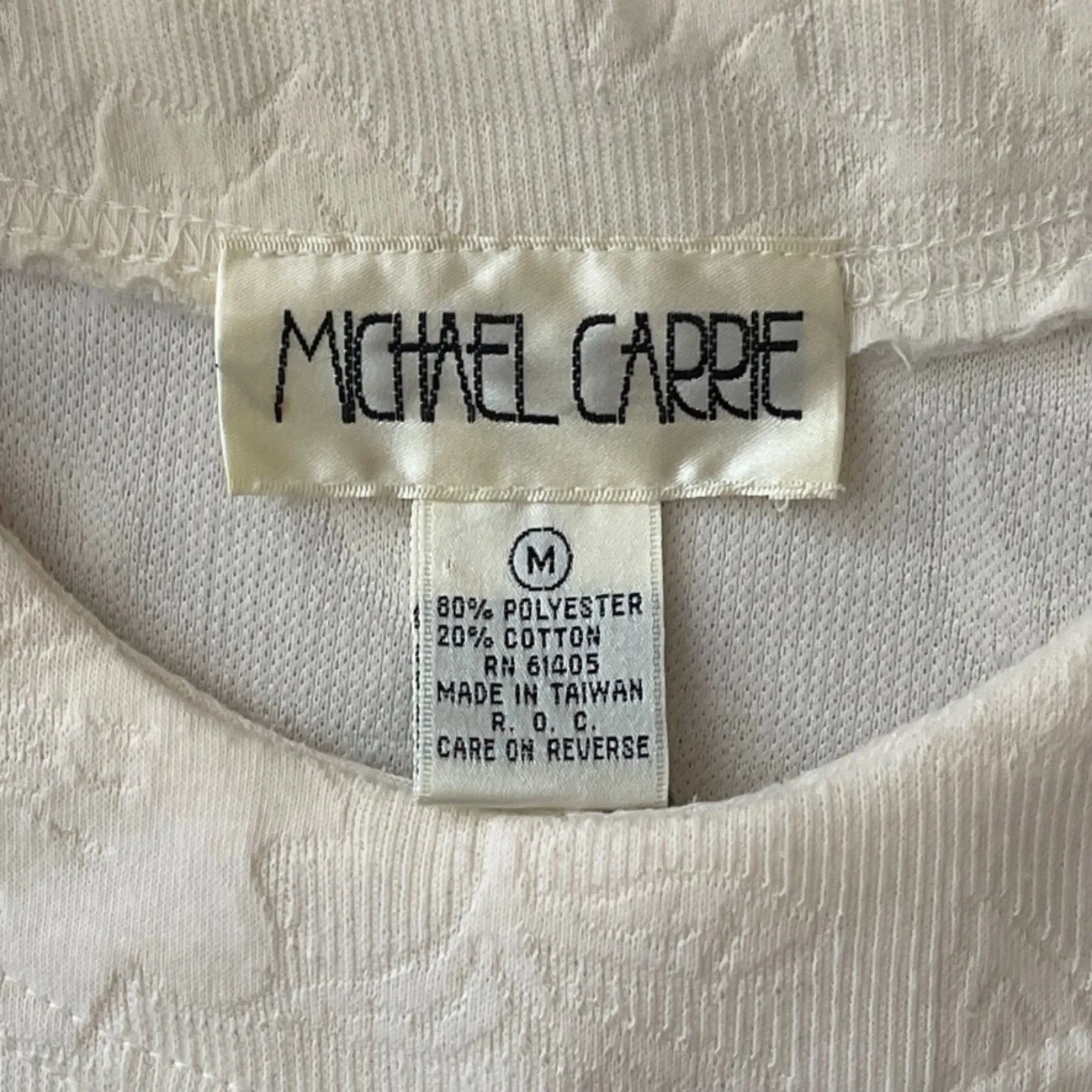 Michael Carrie | Vintage 80s Cream Jacquard Oversized Knit Top | Medium - Image 3