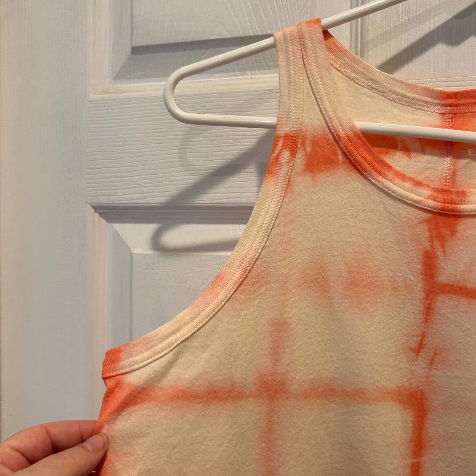Everlane Tie Dye Tank Top Womens Cream Orange Sleeveless Casual Cotton Sz Large - Image 2