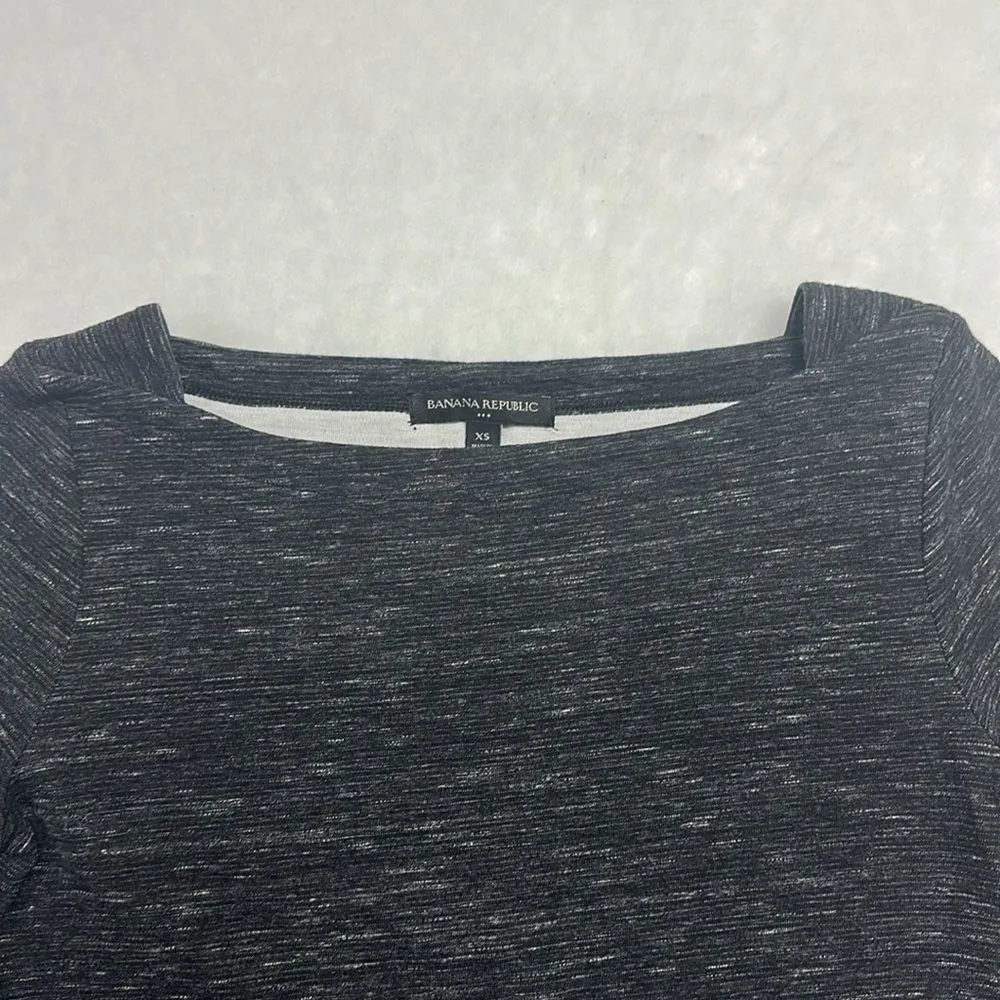 Banana Republic Womens XS Tunic Top Sweatshirt Space Dye 3/4 Sleeve Boat Neck - Image 3