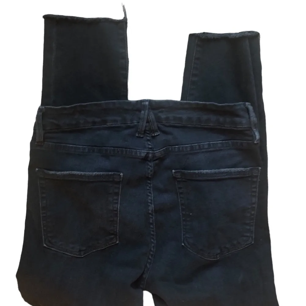 Good American Good Legs High Waisted Jean Sz 6 Dark Blue Stretch Slim Distressed - Image 5