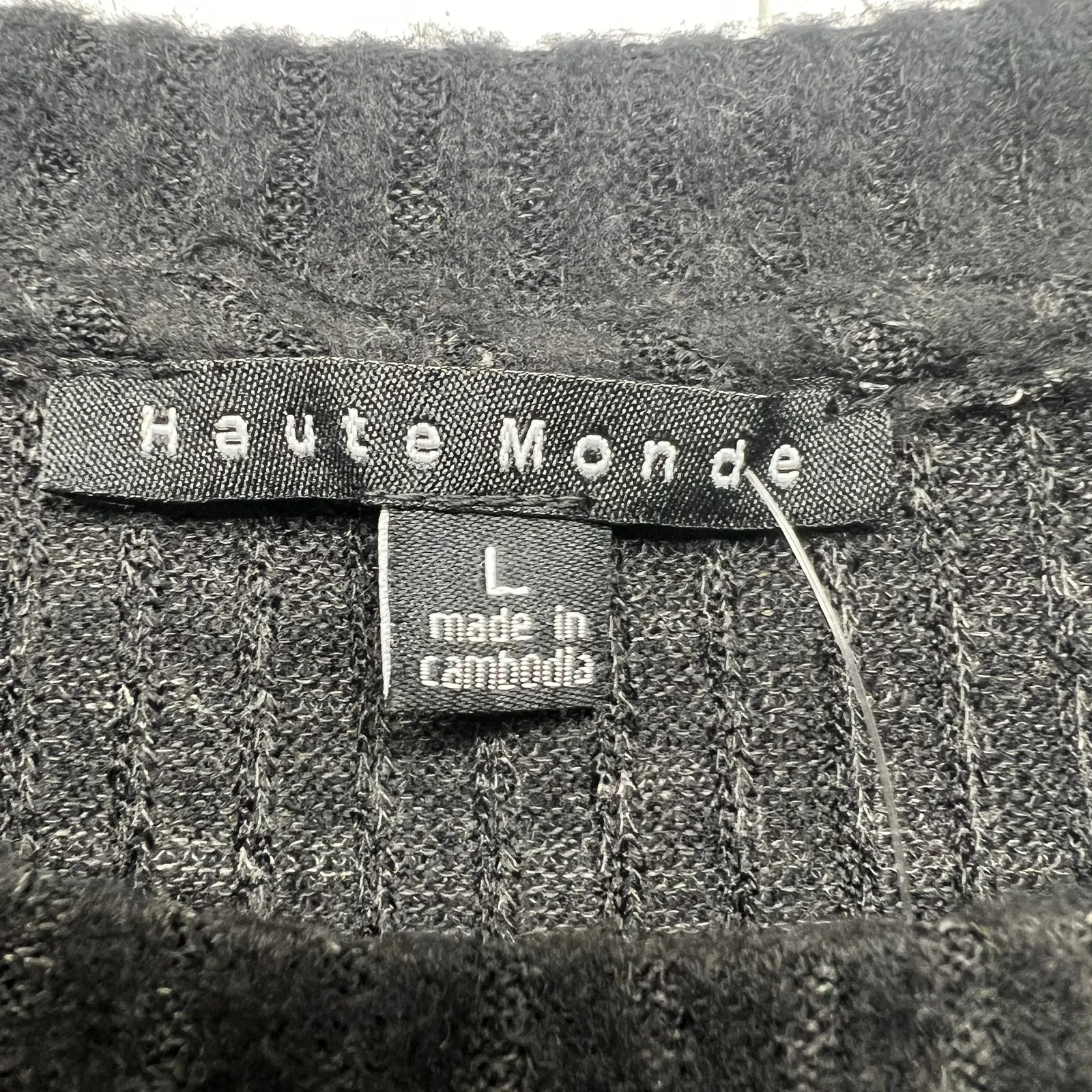 Haute Monde Speckled Front Knot Women's Long Sleeve Black Sweater Juniors Large Size undefined - Image 2