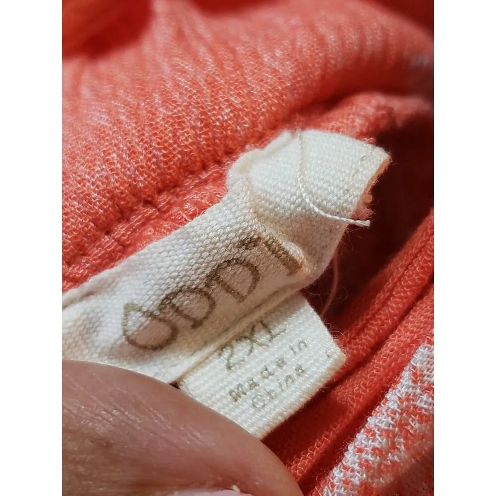 Oddi Long Maxi Dress Women's Size 2XL Orange Smocked Waist V Neck Kimono Sleeve - Image 2