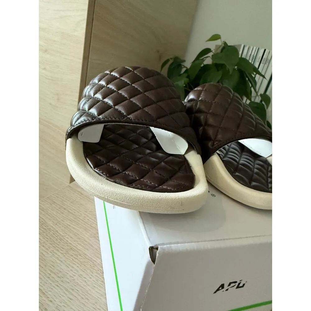 $220 New APL Lusso Leather Slides - Chocolate - 8 - Image 6