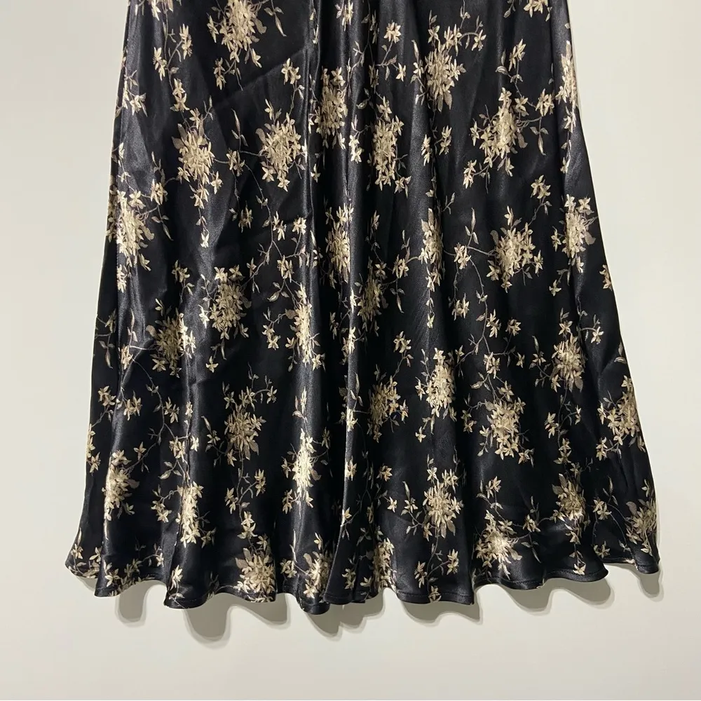 Floral Maxi Skirt in Black Beige Size 8 NWT Vintage - Image 7