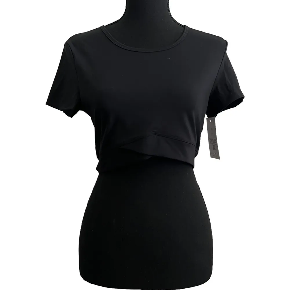 Halara Cloudful Fabric Crossover Hem Cropped Sports Top Medium Women’s Black NWT - Image 2
