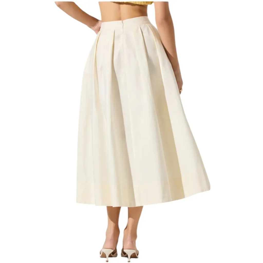 Astr Cream Full Flared Poplin Midi Skirt A Line Flowy Size Small Boho - Image 4