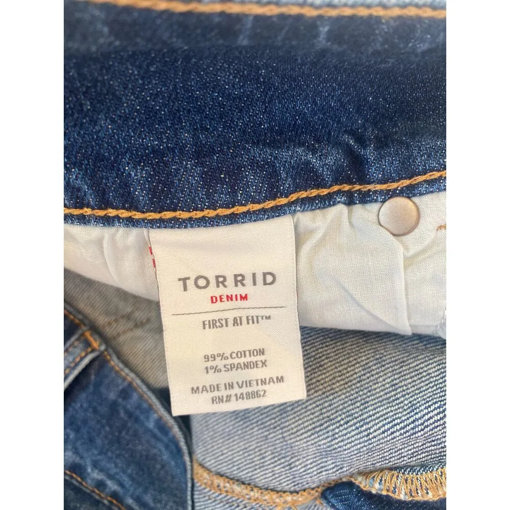 Torrid Slit Front Denim Jean Midi Skirt NWT Sz 18 Cotton Pencil Whiskered - Image 8