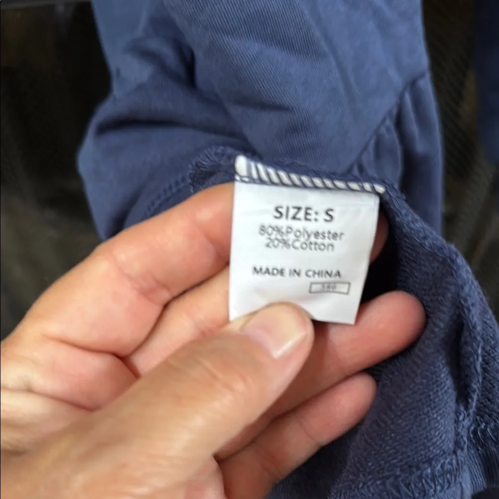 Navy blue crewneck long sleeve shirt Dress ruffle relaxed oversized relaxed S - Image 6