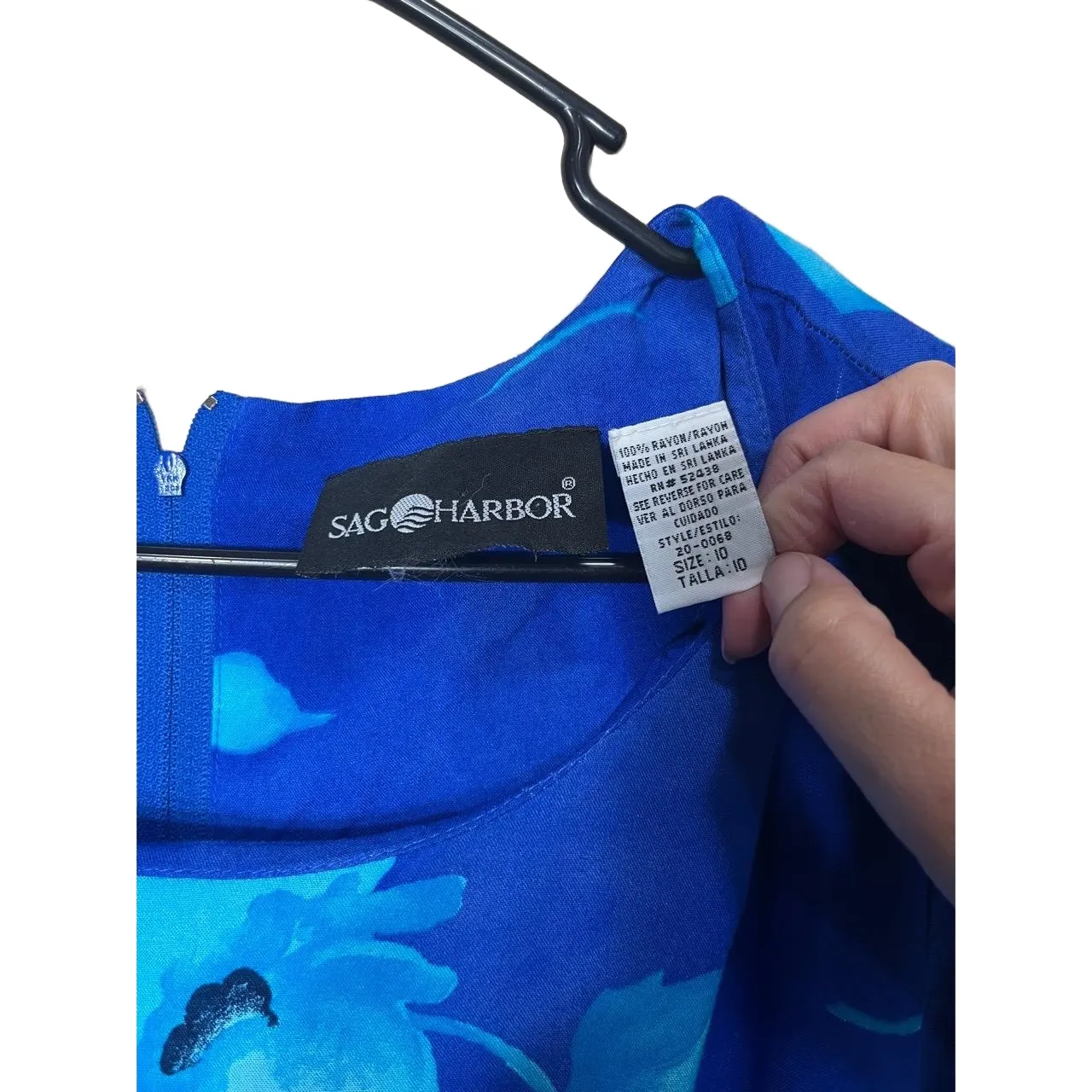 Sag Harbor Blue Floral Pattern Short Sleeve Maxi Dress 90s Vintage‎ Womens Large - Image 5