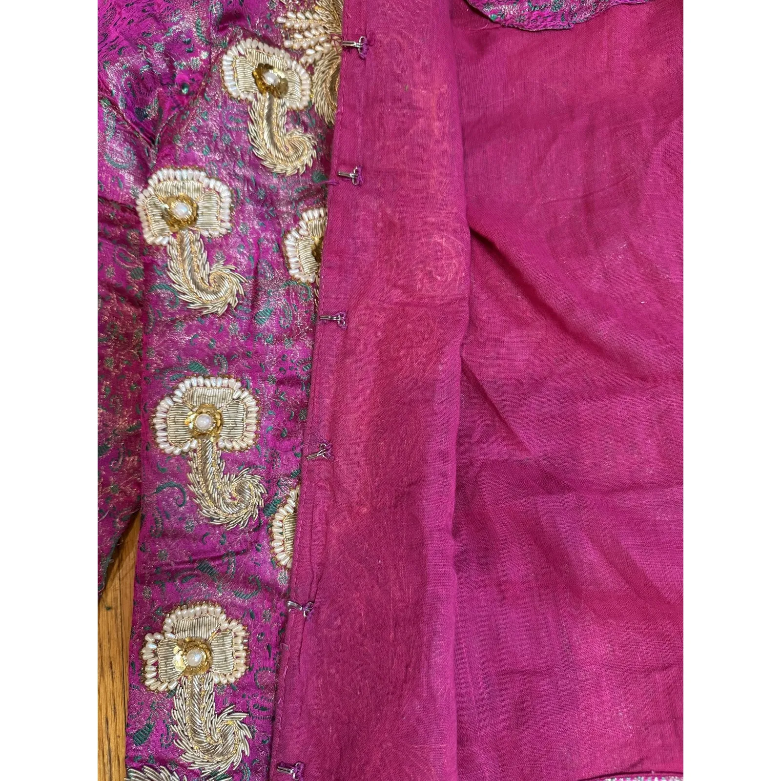 Vintage Embroidered Jacket Womens Zari Work Boho Ethnic Floral 90s See Measureme - Image 5