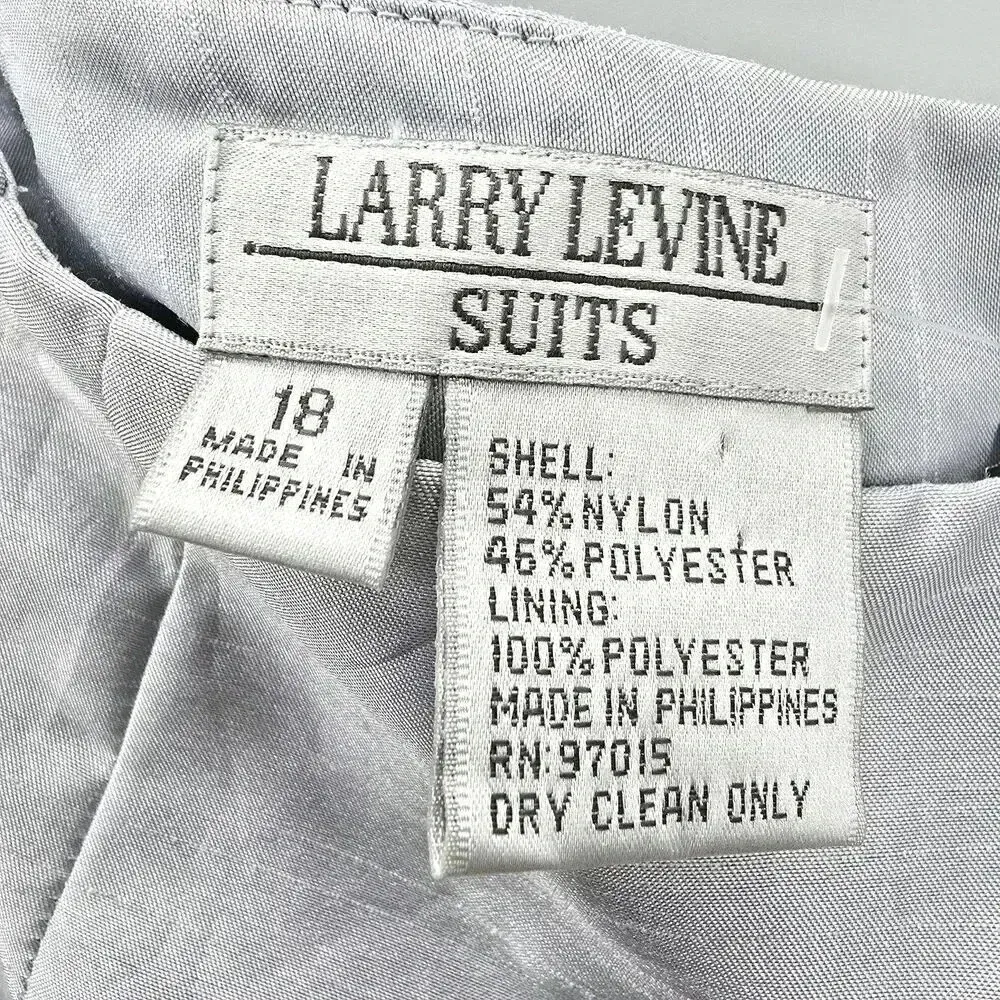 Larry Levine Suits Silver Pencil Zipper Knee‎ Length  Bottom Skirt Plus 18 - Image 5