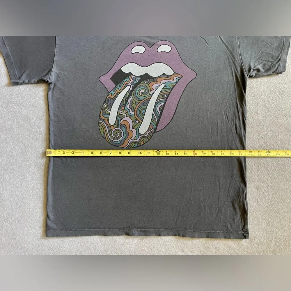 American Eagle Rolling Stones T-Shirt Gray XS Graphic Tongue Logo - Image 3