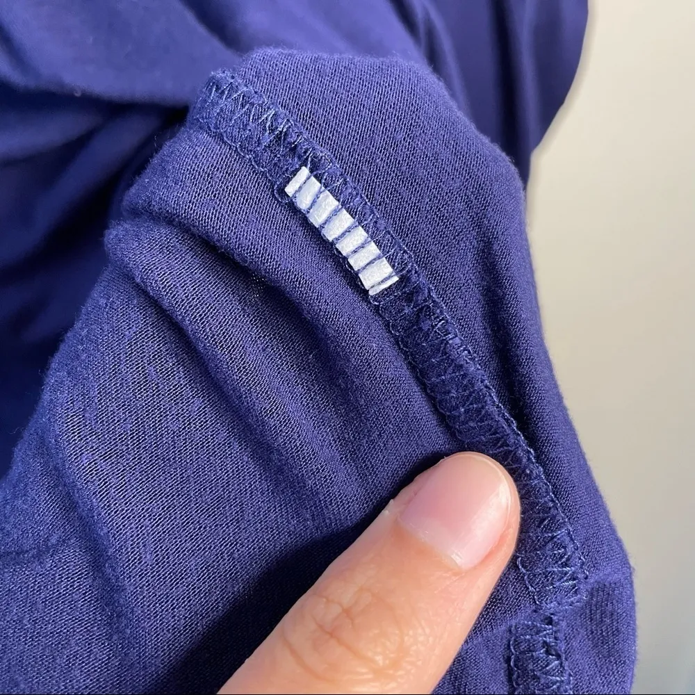 ezra Boho Shift Long Sleeve Blouse V-Neck Unique Women’s Shirt Navy Blue Top - Image 6