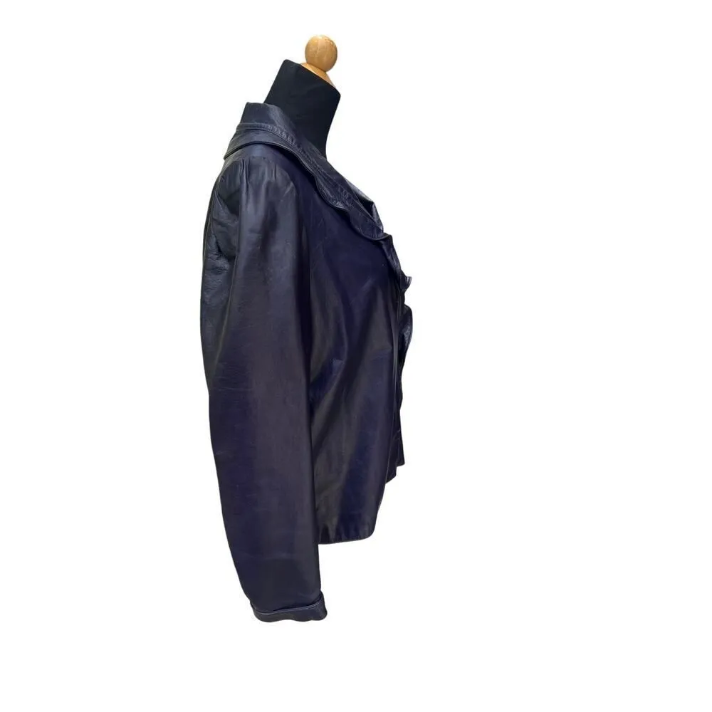 FENDI 100% LEATHER PURPLE JACKET SIZE 10 AUTHENTIC VINTAGE - Image 4