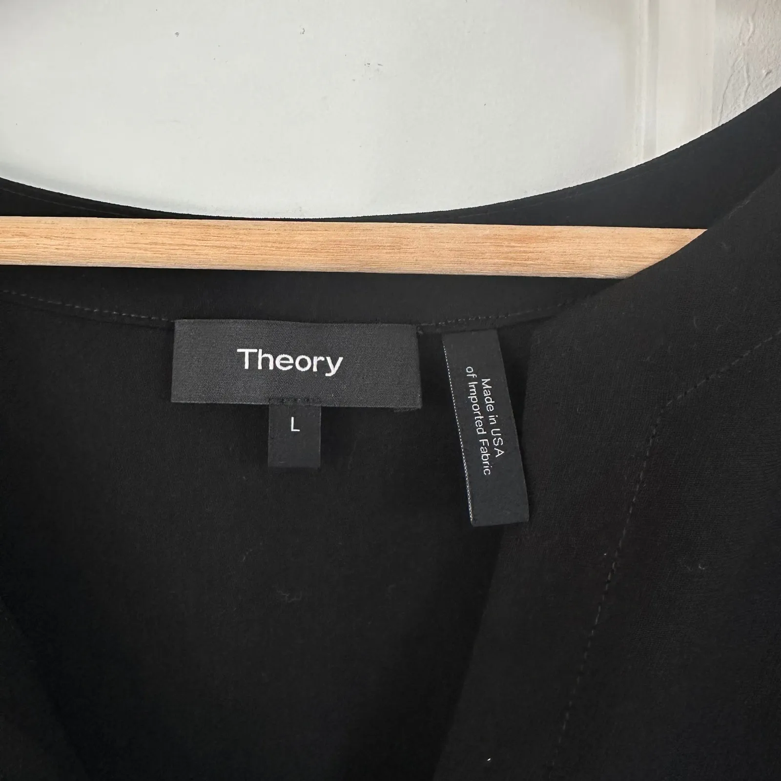 Theory Saturnina Split-Neck Shift Dress Midi Dress‎ V Classic Large Black Career - Image 2