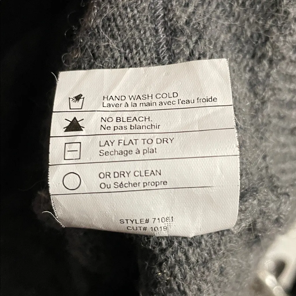 Vince Cashmere Alpaca Wool Blend Gray Deep V-Neck Sweater Mini Dress Pockets L - Image 9
