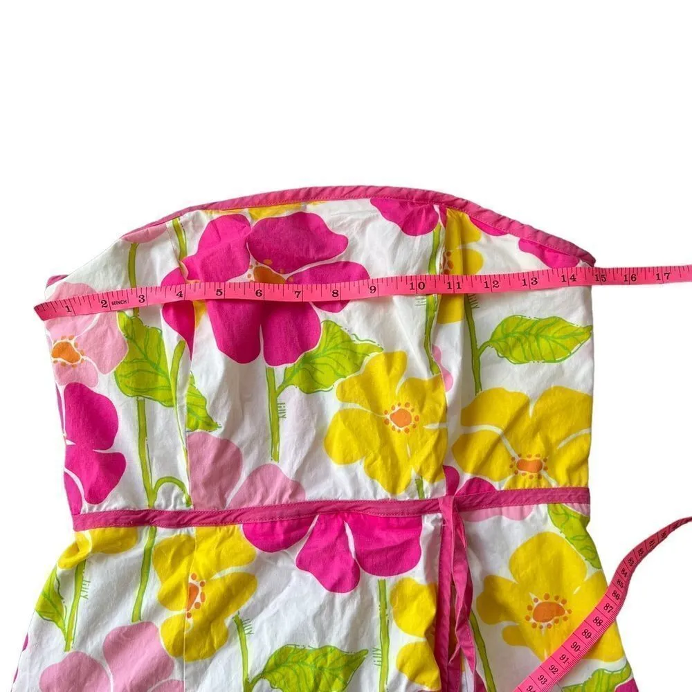 Lilly Pulitzer Vtg Floral Strapless Faux Wrap  Floral Dress - Image 5