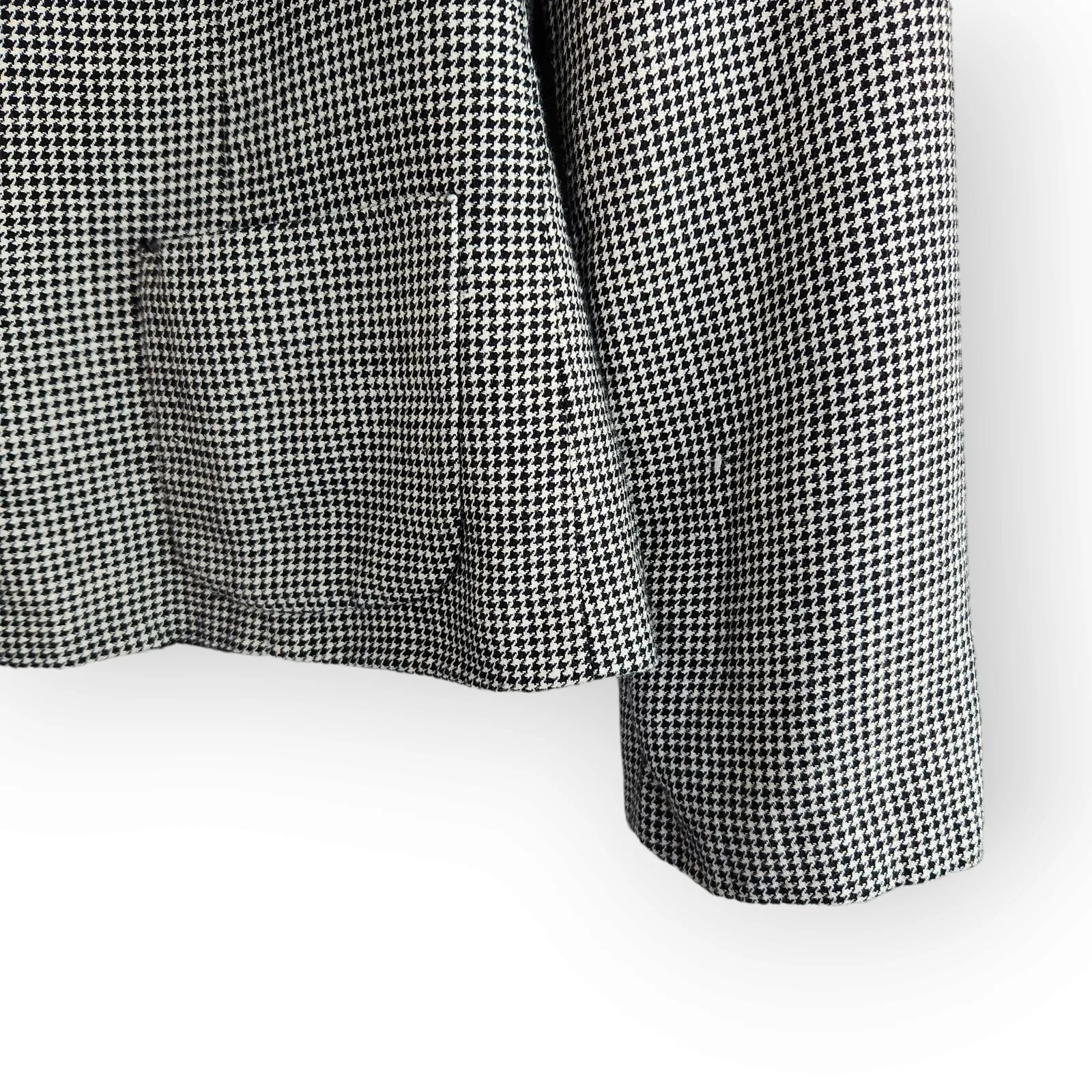 Vintage Lauren Ralph Lauren Wool Linen Black White Houndstooth Blazer Coat 10 - Image 4