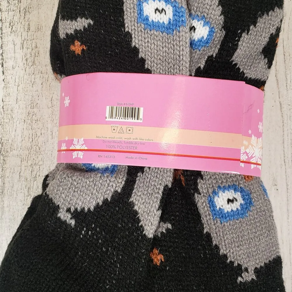 NWT Mari Clare Sherpa Lined Knit Winter Owl Moon Star No - Image 5