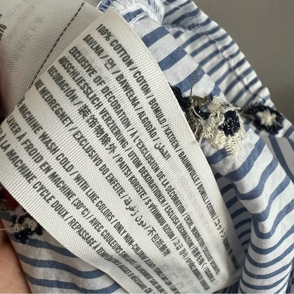 Abercrombie & Fitch Embroidered Floral Single Shoulder Striped Cotton Tank Med - Image 4