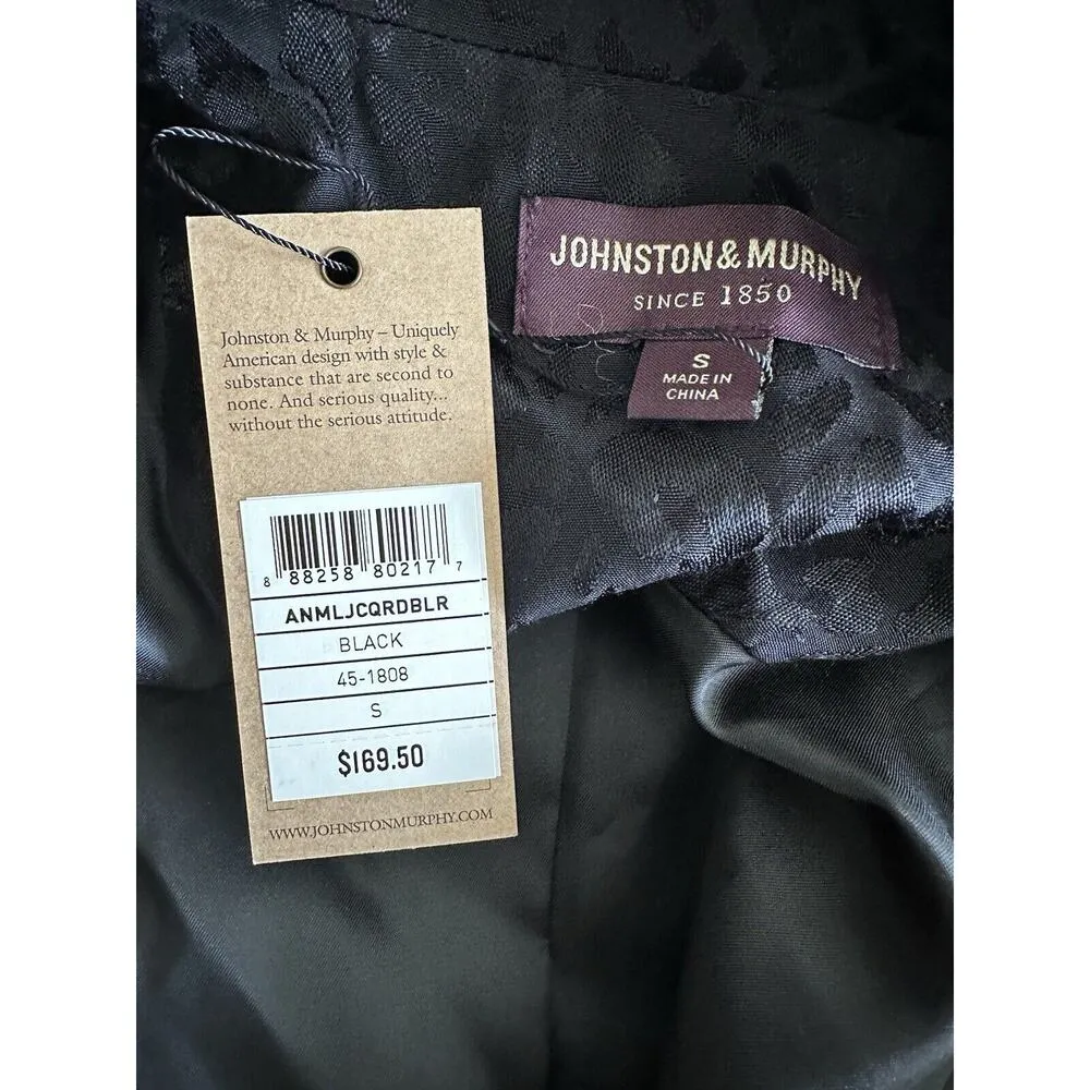 Johnston & Murphy Silky Animal Print Blazer Black Jacquard One-Button S NWT - Image 5