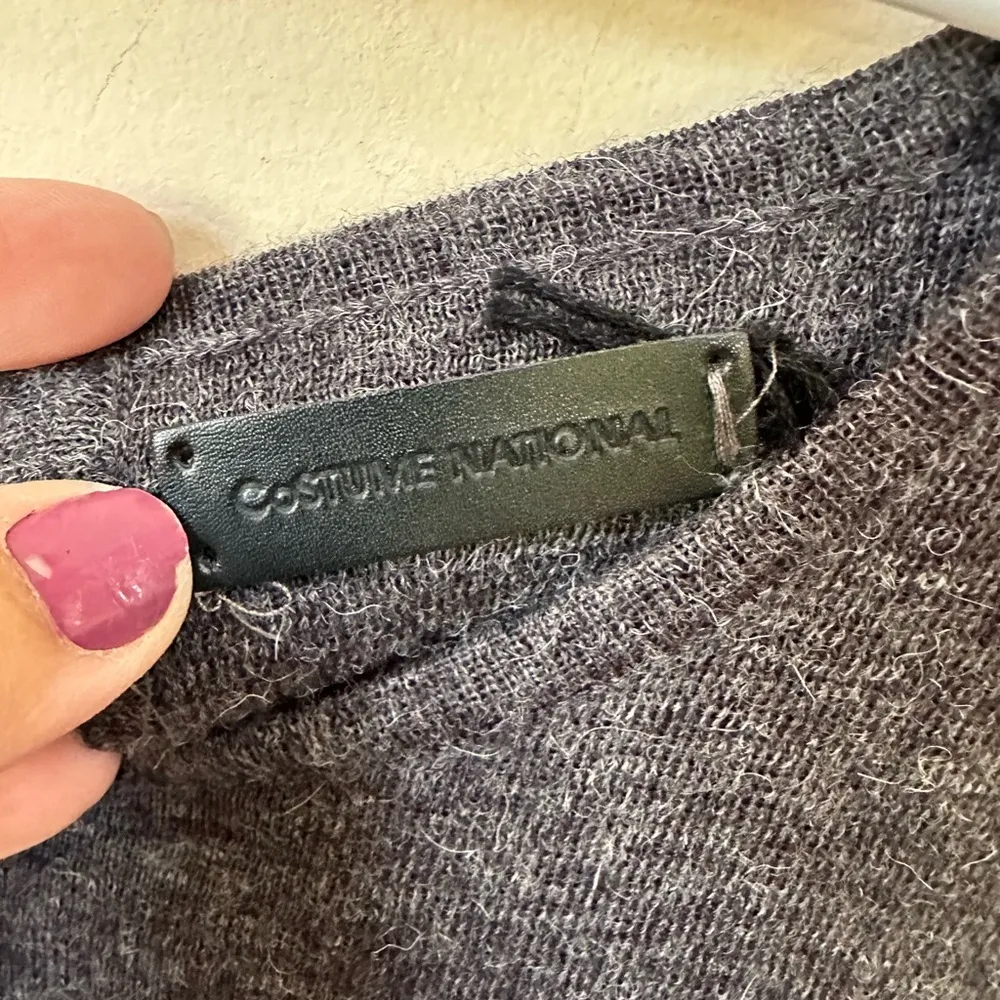 Costume National, Multi Media Sleeveless Shift Dress, Midi Length, Grays, Wool Gray Size L - Image 8