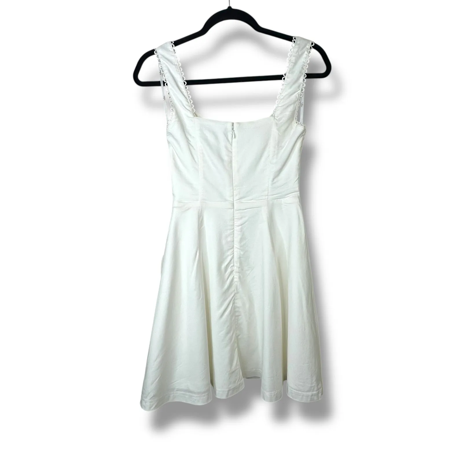 Lulus NWOT Exceptionally Loved White Bustier Crochet Trim Skater Mini Dress XS - Image 8