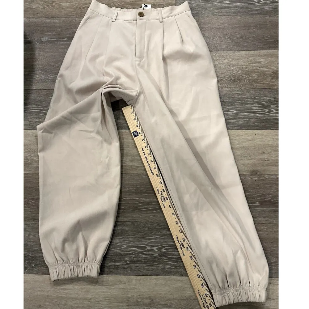 BB Dakota Steve Madden Khaki Pleated Joggers Size 6 - Image 2