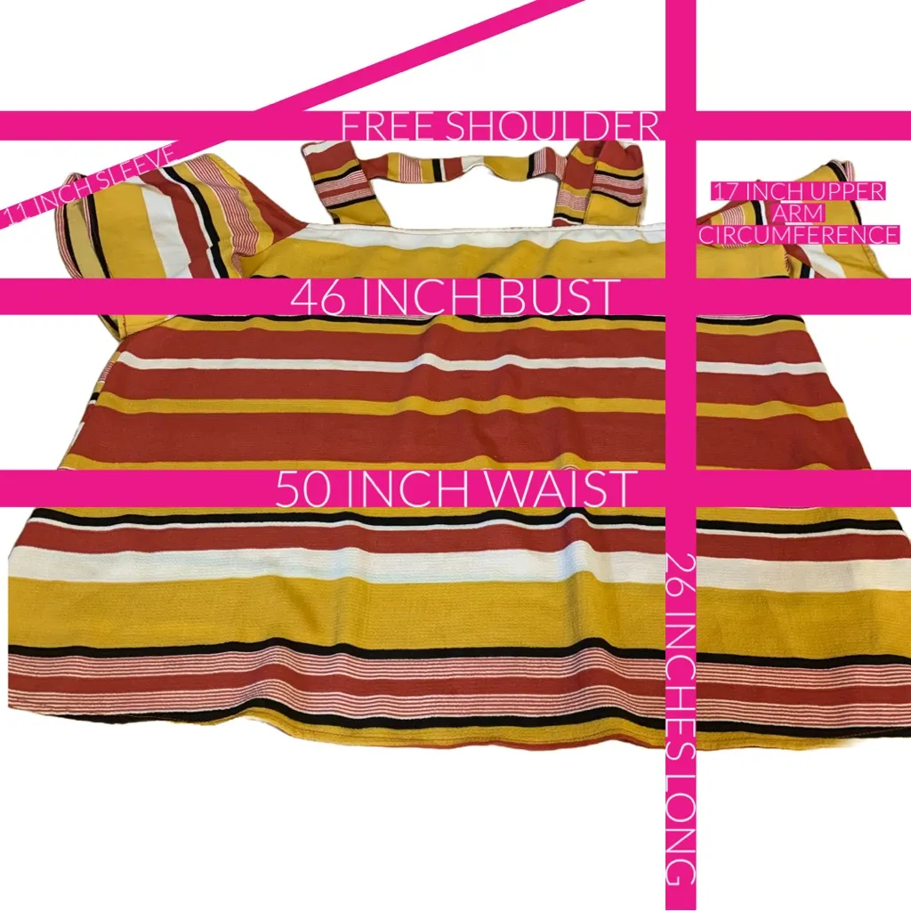 FOURTEENTH PLACE ORANGE AND YELLOW STRIPED COLD SHOULDER TUNIC (XL) - Image 10