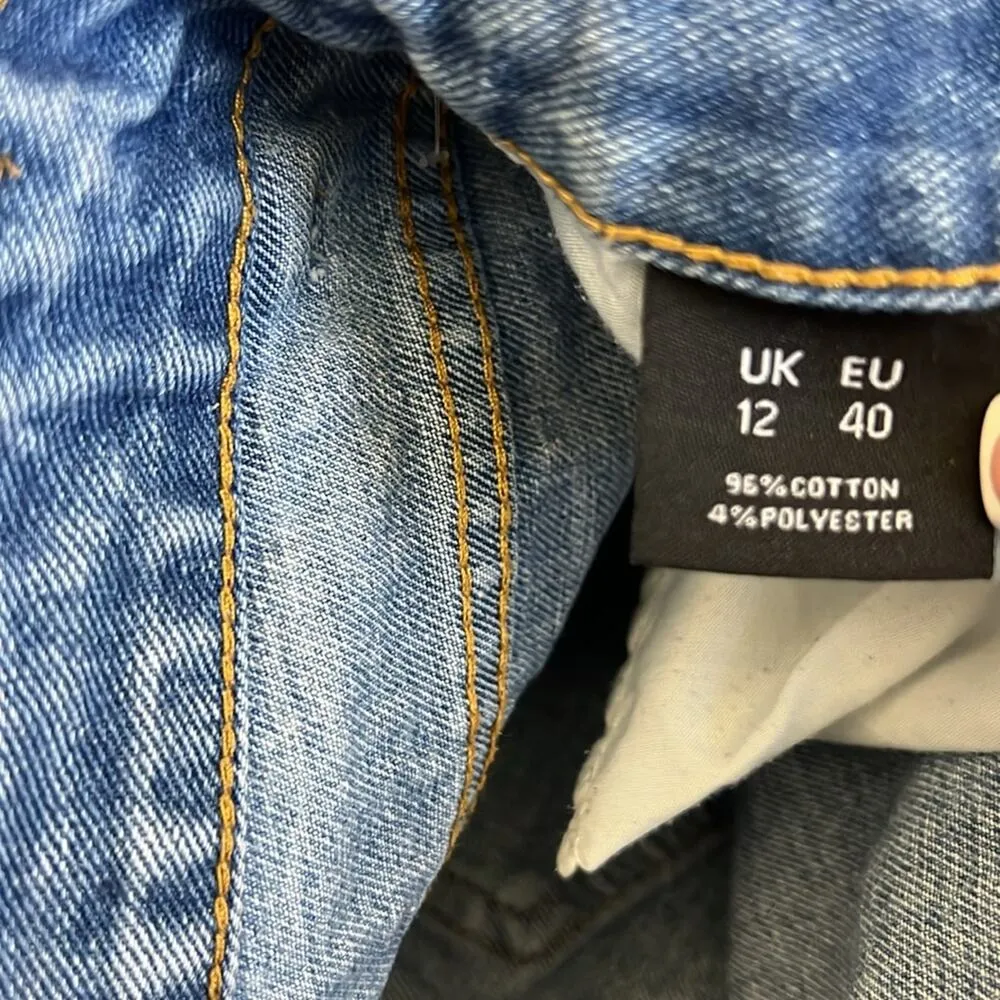 Nasty Gal Jeans Womens 8 Light Wash Distressed Straight Leg Raw Hem 90s Grunge - Image 6