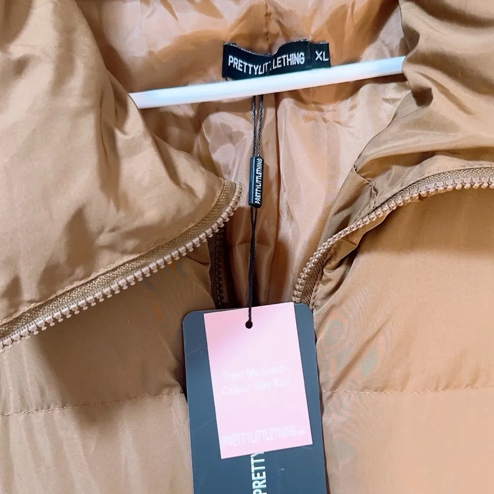 PrettyLitttleThing Chocolate soft nylon oversized padded MAXI COAT - Image 2