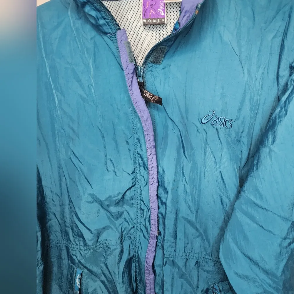 Asics Running Jacket Windbreaker Teal Lightweight Women’s Size large Vintage - Image 3